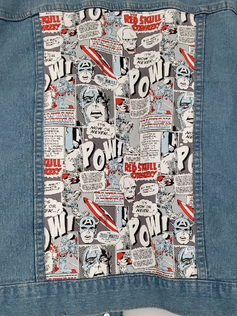 Faded Glory Light Blue Denim Jacket With Comics On Back - Picture 4 of 4